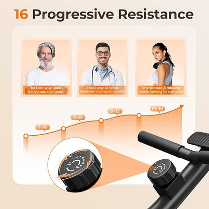 YOSUDA Recumbent Exercise Bike for Home，Magnetic Staionary Bike for Seniors/Adults with Adjustable Seat, 350LB Capacity, 16-level Resistance, LCD Monitor & Pulse Sensors