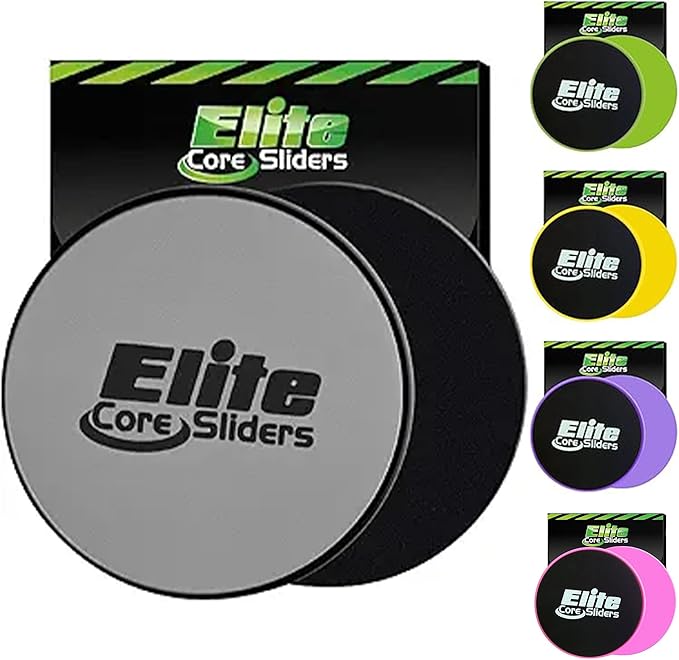 Elite Sportz Core Sliders for Working Out - Pack of 2 Compact, Dual Sided Gliding Discs for Full Body Workout on Carpet or Hardwood Floor - Fitness & Home Exercise Equipment - Small Gift for Athletes