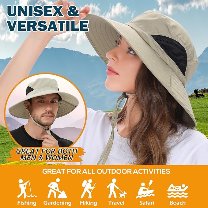 EINSKEY Wide Brim Sun Hat, UPF 50+ UV Protection Waterproof Packable Bucket Hat for Men & Women, Fishing Hiking Beach Garden