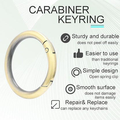 10 Pack 1-1/4Inch Trigger Spring O Rings, Metal Round Carabiner Clip Snap Hook, Spring Keyring Buckles for Replacement Purse Strap, Paracord Lanyard Clips, Keychain Rings Hardware DIY Crafts Making