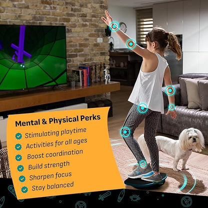 GoBalance Board - App-Enabled Balance Board. Smart Bluetooth Sensor, 12 FREE Interactive Games - Fun, Balance Training and Home Gym Workout! Boost Coordination & Strength for Teens and Adults