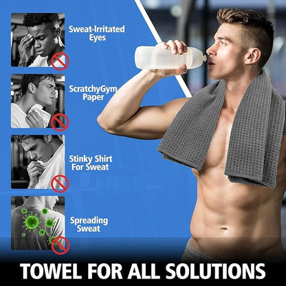 Microfiber Gym Towels for Working Out, Quickly Dry Yoga Towels for Men & Women Tennis, 16 Inch x 27 Inch, 6 Pack, Grey