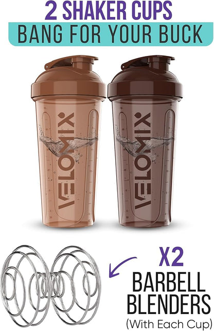 '-2 Pack- 28 oz Protein Shaker Bottles for Protein Mixes - 2x Wire Whisk | Leak Proof Shaker Cups for Protein Shakes | Protein Shaker Bottle Pack | Shakers for Protein Shakes-Brown Colors