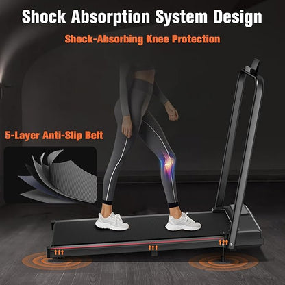 7.8MPH Incline Treadmill for Home, Walking Pad with Handle Bar, Under Desk Compact Treadmill with 350 Lbs Capacity, LED Display & APP, Remote Control, 3.0HP