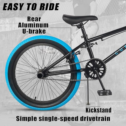 Freestyle BMX Bike, 18 20 Inch Kids Bicycle for 5-13 Years Old Kids and Beginner Level Rider, Multiple Colors