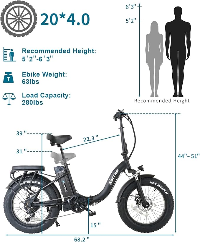 Fat Tire Folding Electric Bike, 48V & 624Wh Lithium Removable Battery, Peak 1100W Brushless Motor, Max Speed 28Mph, M5 Large LCD Display, Suspension, Step-Over/Thru Frame