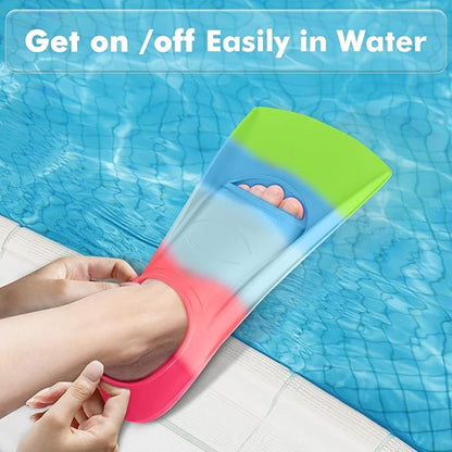 Gintenco Swim Fins, Kids Swim Training Fins for Lap Swimming, Travel Size Flippers with Mesh Bag, Silicone Swimming Fins for Kids Teens Adults Women Men