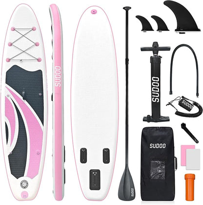 Inflatable Stand Up Paddle Board 10‘x30‘‘- Ultra-Light SUP with Backpack, Pump, Paddle, Coil Leash, 3 Fins, Repair Kit, Stable Design, Non-Slip EVA Deck for Adults & Youth