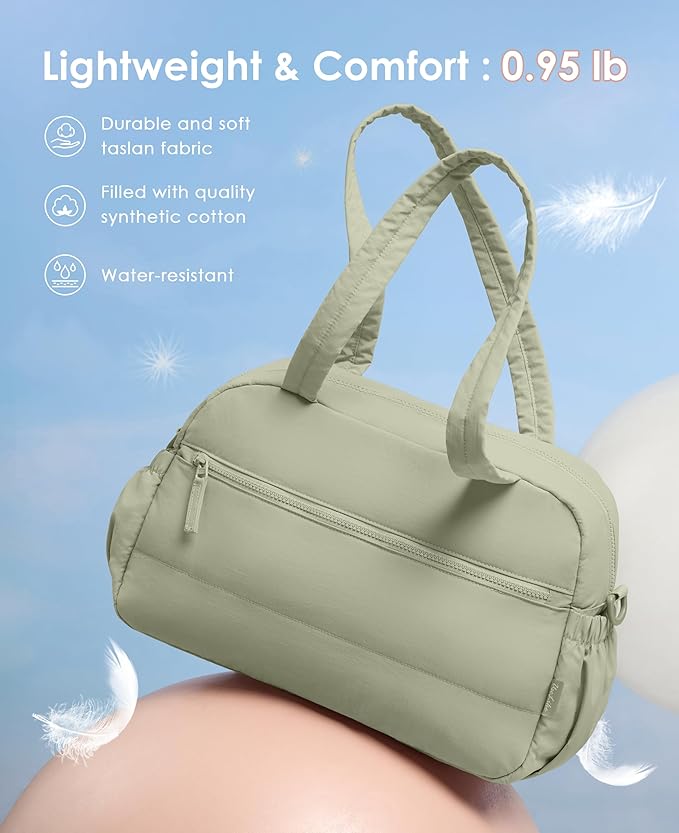 Gym Bag for Women, Travel Duffle Bags with Wet Pocket, Lightweight Carry on Bag Overnight Weekender Duffel Bag, Water Resistant (Light Green)