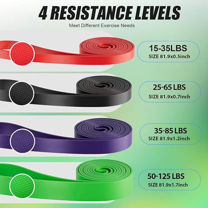 WHATAFIT Resistance Bands, Pull Up Assistance Bands, Exercise Bands, Workout Bands Set for Men and Women Home Fitness, Body Stretching, Strength Training, Physical Therapy