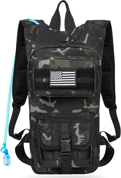 Hydration Backpack, Tactical Molle Water with 2L TPU Water Bladder, for Men Women Lightweight Water Backpack, Hydration Pack for Hiking, Biking, Climbing and Hunting