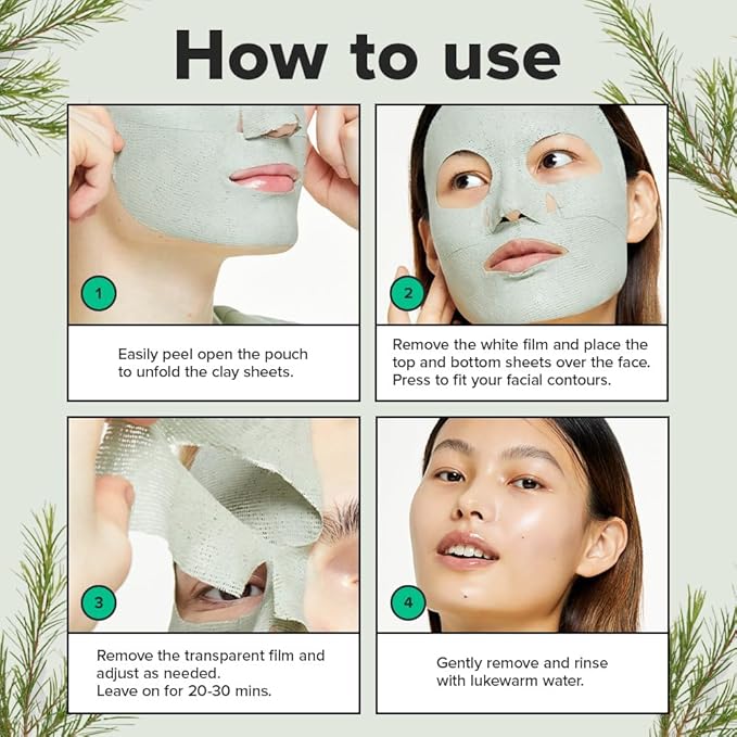 I DEW CARE Face Sheet Mask - Here's To Clearing Clay | Daily Exfoliate, Decongest, Minimize Pores, Soothe, Infused with 3-Clay Complex, Tea Tree, Centella Asiatica, Moisturizing, 4ea