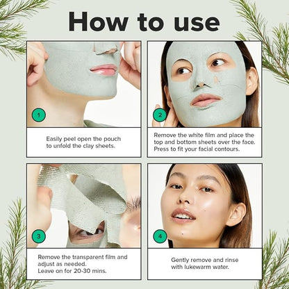 I DEW CARE Face Sheet Mask - Here's To Clearing Clay | Daily Exfoliate, Decongest, Minimize Pores, Soothe, Infused with 3-Clay Complex, Tea Tree, Centella Asiatica, Moisturizing, 4ea