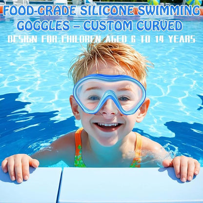 Kids Swim Goggles with Nose Cover -Diving Mask Leak-Proof Design for Boys Girls Ages 5-15 | Anti-Fog & UV Protection Swimming Glasses