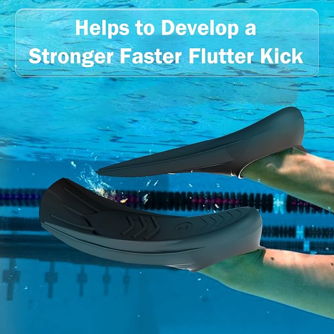 Gintenco Swim Fins, Kids Swim Training Fins for Lap Swimming, Travel Size Flippers with Mesh Bag, Silicone Swimming Fins for Kids Teens Adults Women Men