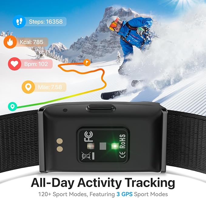 Health Fitness Tracker, Wearable Smart Bracelet for Men Women, Continuous Sleep/Heart Rate/Stress/Blood Pressure Monitor, IP68 Waterproof 120+Sports Modes, 2 Pack Bands, Free App for Android iPhone