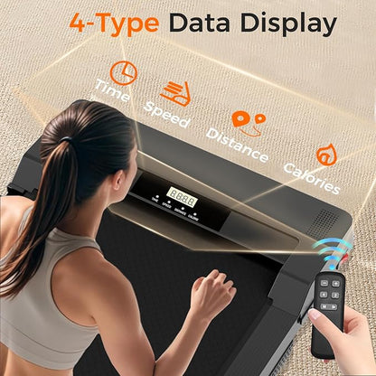 Under Desk Treadmill, 3.0HP Walking Pad with Handle Bar, Foldable Treadmills for Home Office, Running Machine with LED Display & Remote Control, Jogging Machine for Small Spaces