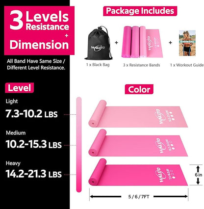 WALITO Resistance Bands for Working Out, Exercise Bands for Women and Men, Workout Bands for Physical Therapy, Stretch, Recovery, Pilates, Rehab, Strength Training and Home Gym