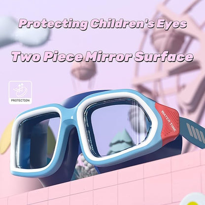 Kids Swim Goggles for Ages 4-12: Clear Vision, Wide View, No Leaks, Anti-Fog, UV Protection & Comfortable Fit