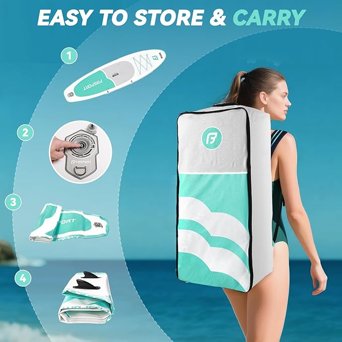 FBSPORT 11FT Premium Inflatable Stand Up Paddle Board with Electric Pump, Yoga Board with SUP Accessories & Carry Bag | Wide Stance, Surf Control, Non-Slip Deck, Leash and Paddle for Youth & Adult