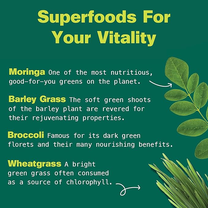 Kuli Kuli Green Power [6 oz] - Super Greens Powder - Nutrient Dense Moringa, Wheatgrass, Broccoli & Barley Grass Blend - 100% Plant Based Organic Superfood Posder Sourced from Remote Farms