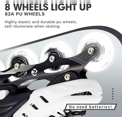 Inline Skates for Kids and Adult, Adjustable Fun Illuminating Skates for Girls, Boys, Women and Men Outdoor and Indoor, Beginner