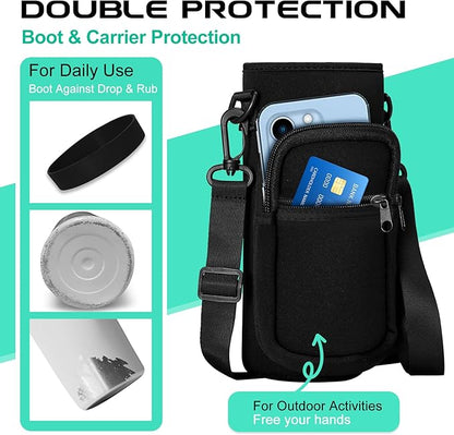 32/40/64/128 oz Insulated Water Bottle with straw & Spout Lids Keep Cold 48H Hot 24H, Large Water Flask Bottle with Shoulder Carrier Bag, Paracord Handle & Boot for Gym, Workout & Beach