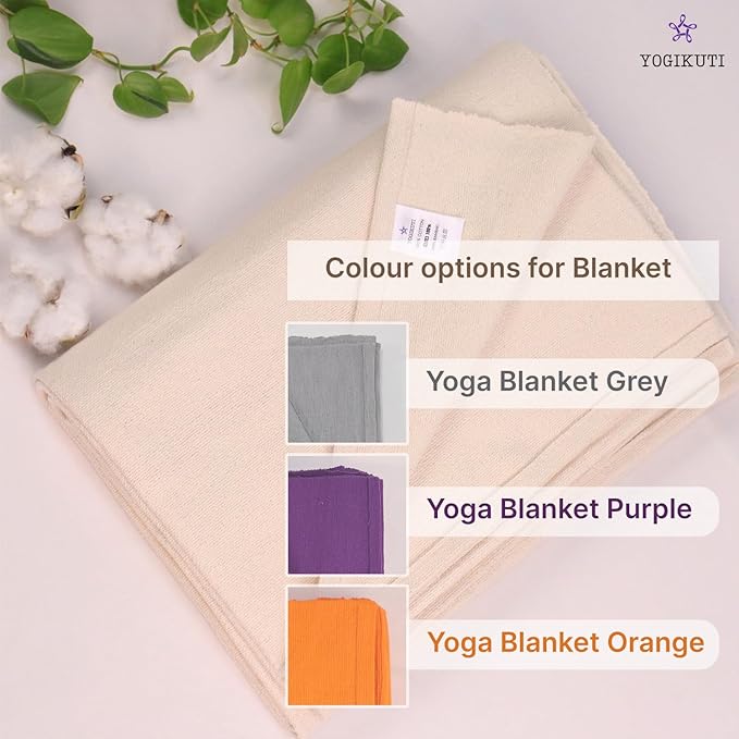 Yogikuti Iyengar Cotton Yoga Blanket Set of One – Thick Handwoven Yoga Blankets for Restorative Yoga, Meditation & Pranayama – Premium Cotton Yoga Blanket for Support & Comfort in Pranayama