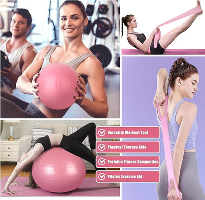 Pilates Kit for Home Workouts Women, Pilates Equipment with Pelvic Floor Exercise Devices, Figure 8 Resistance Band,Booty Bands, Large Yoga Ball for Pregnancy, Kegel Exercise, Physical Therapy