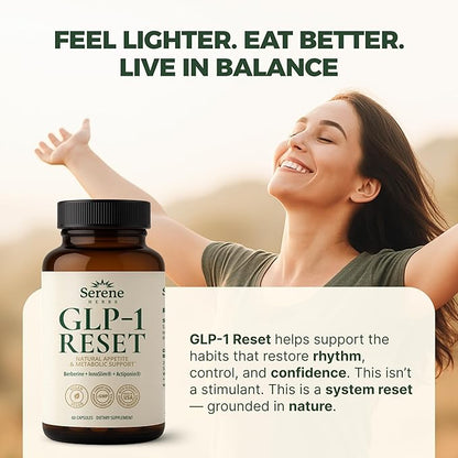 GLP-1 Supplement for Women & Men - Hunger & Metabolism Support with Berberine, InnoSlim, Actiponin - Natural GLP1 Booster to Support Appetite, Digestion & Gut Health - Vegan - 60 Capsules