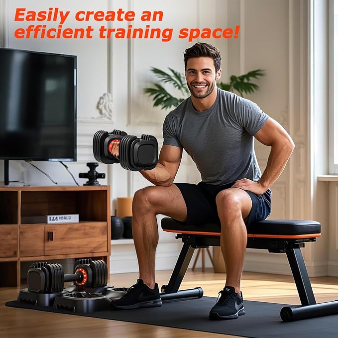 Adjustable Dumbbells Set of 2, 1 Hand Adjustable Weights Dumbbells Set, 5 in 1/10 in 1 Free Dumbbell with Anti-Slip Texture Handle, 25/55/80lb Pair Weight Set For Home Gym Suit both Men and Women