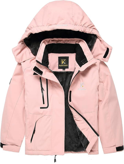 Keevoom Girl's Ski Jacket Winter Warm Thick Snow Coat Windproof Kids Outdoor Hooded Jackets