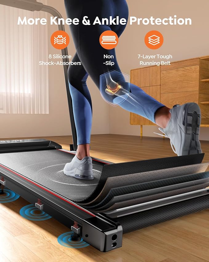 Walking Pad Treadmill with Incline, 2 in 1 Foldable Treadmills for Home Small Office, 300lbs Portable Compact Under Desk Treadmill with App, Remote Control and LED Display
