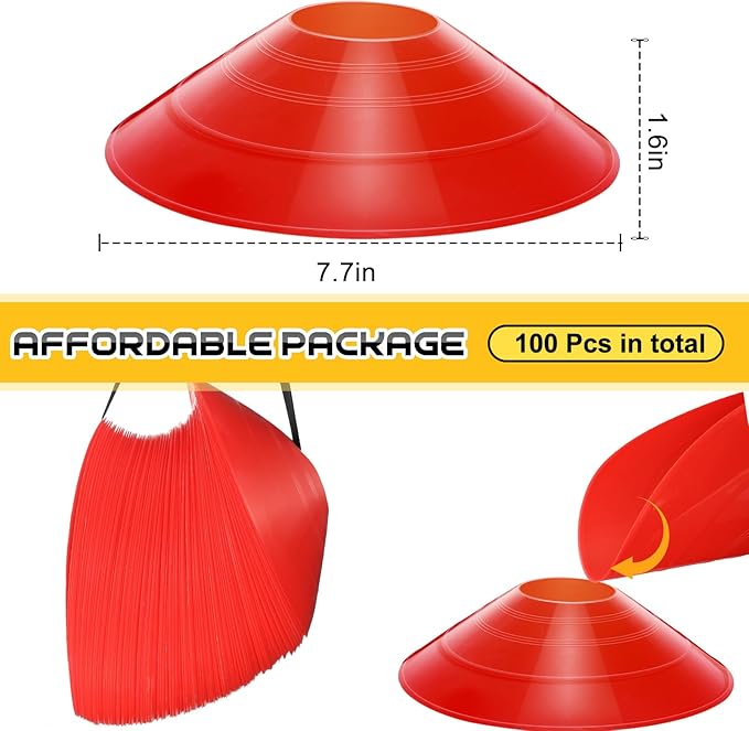 100 Pcs Soccer Training Cones Kit Field Pro