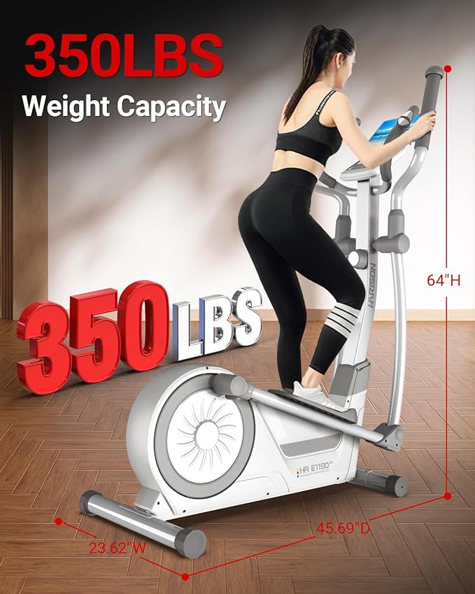 HARISON Elliptical Machine for Home 350 LBS Capacity, Magnetic Elliptical Exercise Machine with 16-Level Resistance Control, Elliptical Trainer with HARISON Bluetooth