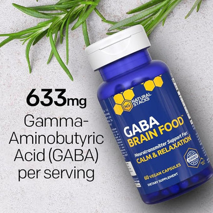 GABA Brain Food - GABA Supplement with L-Citrulline & Grape Seed Extract - Supports Calm & Relaxation - Nighttime Sleep Aid - Supports Production of Gamma Aminobutyric Acid - 120 L-Citrulline Capsules
