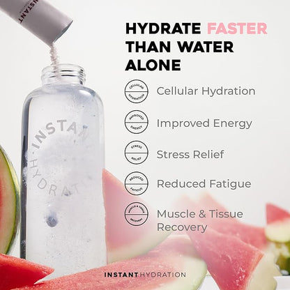 Instant Hydration Electrolytes Powder Packets - Watermelon Electrolyte Drink Mix - Zero Sugar - Keto, Vegan, Gluten-Free, Non-GMO - Boost Recovery, Brain Health, Muscle & Tissue Support- 30 Sticks