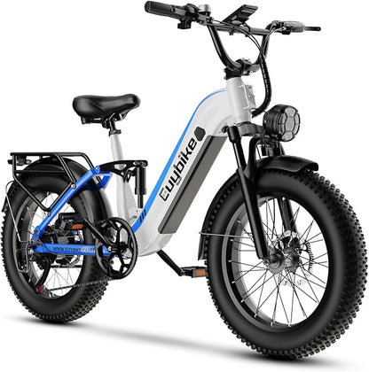 Electric Bike for Adults 1400W Peak, 48V 20AH(960WH) Removable Battery, 20"x4" Fat Tire Full Suspension 80 Miles Range Step-Thru 30+MPH Hunting Ebike, 7-Speed Dual Brakes Electric Bicycle