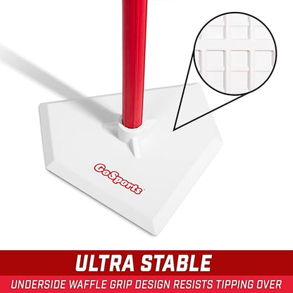 GoSports Baseball & Softball Batting Tees - Choose Jr. or Standard - Adjustable Rubber Hitting Tee