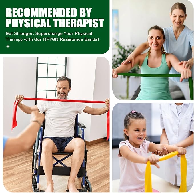 Resistance Bands, Exercise Bands, Physical Therapy Bands for Strength Training, Yoga, Pilates, Stretch Elastic Band with Different Strengths, Workout Bands for Home Gym