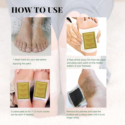 Ginger Foot Pads 100 Packs Bamboo Vinegar Patch Gold Foot Patches Easy to use