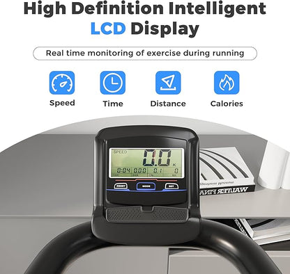 DELAVIN Curved Manual Treadmill, Non Electric Treadmill with 4 Resistance Levels, Motorless Treadmill with Front Digital Display and Handlebar, Wide Belt Treadmill 440LBS Capacity for Home Gym(FBA)