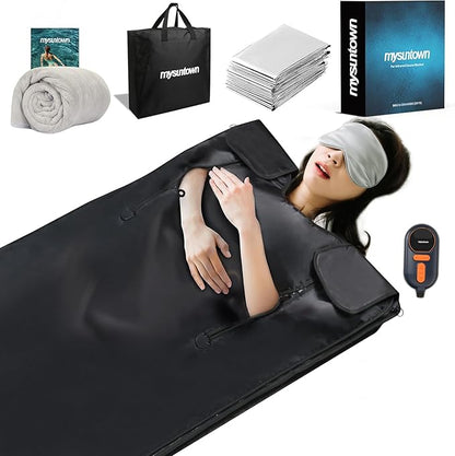 Infrared Sauna Blanket,Portable Sauna Blanket at Home for Body Health and Detoxification,Sauna Blanket for Home Use with Red Light Therapy, Low EMF , 86-176℉, 20-60 Minutes Timer, 5.9ft x 2.62ft