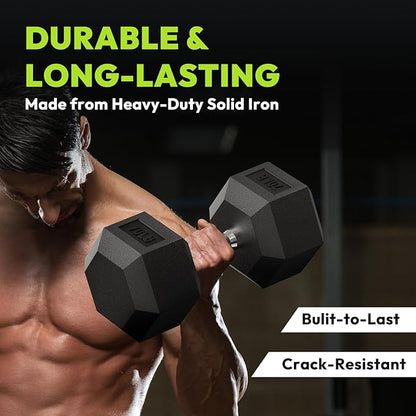 Hex Dumbbell Set, 30-480 lb Set Rubber Encased Exercise & Fitness Dumbbells, Weights Dumbbells Set, Hand Weight for Strength Training