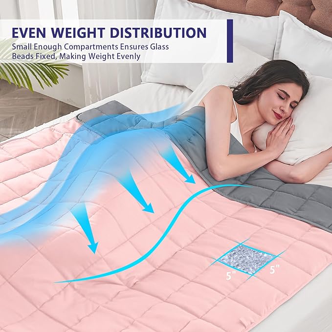 King Size Weighted Blanket for Adults (30 lbs, 80” x 87”, Pink Grey) Cooling Heavy Blanket for Sleeping Perfect for 290-310 lbs, Breathable Blanket for Adults & Couple All Season, Machine Washable