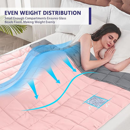 King Size Weighted Blanket for Adults (30 lbs, 80” x 87”, Pink Grey) Cooling Heavy Blanket for Sleeping Perfect for 290-310 lbs, Breathable Blanket for Adults & Couple All Season, Machine Washable