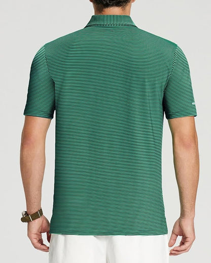 Golf Shirts for Men - Moisture Wicking Short Sleeve Performance Sport Casual Striped Collared Mens Polo Shirt
