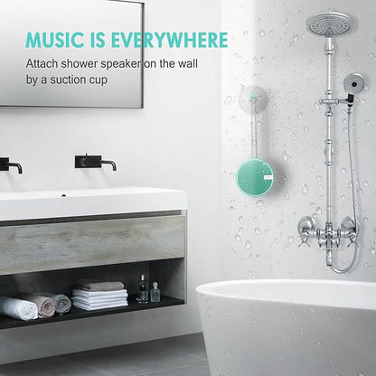 INSMY C12 IPX7 Waterproof Shower Bluetooth Speaker, Portable Small Speaker, Speakers Bluetooth Wireless Loud Clear Sound Support TF Card Suction Cup for Outdoor Kayak Canoe Beach Gift (Mint)