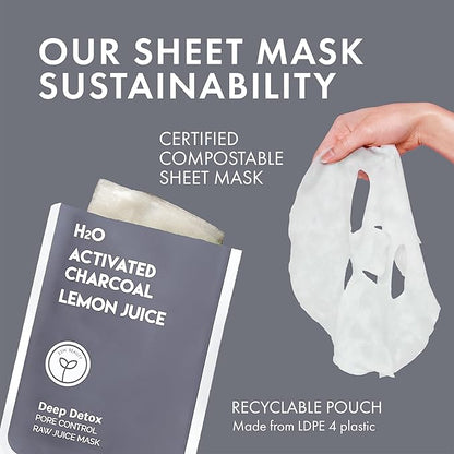 ESW Beauty Deep Detox - Pore Control Raw Juice Face Mask - Clarifying with Activated Charcoal, Lemon Juice & H2O for Acne-Prone Skin - Detoxifies & Minimizes Pores