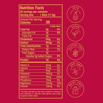 FlavCity Fruit Punch Electrolytes Powder Packets - 28 Hydration Packets - No Added Sugar - Hydration Powder with Real Fruit & Unrefined Sea Salt - Keto & Gluten-Free (28 Stick Packs)